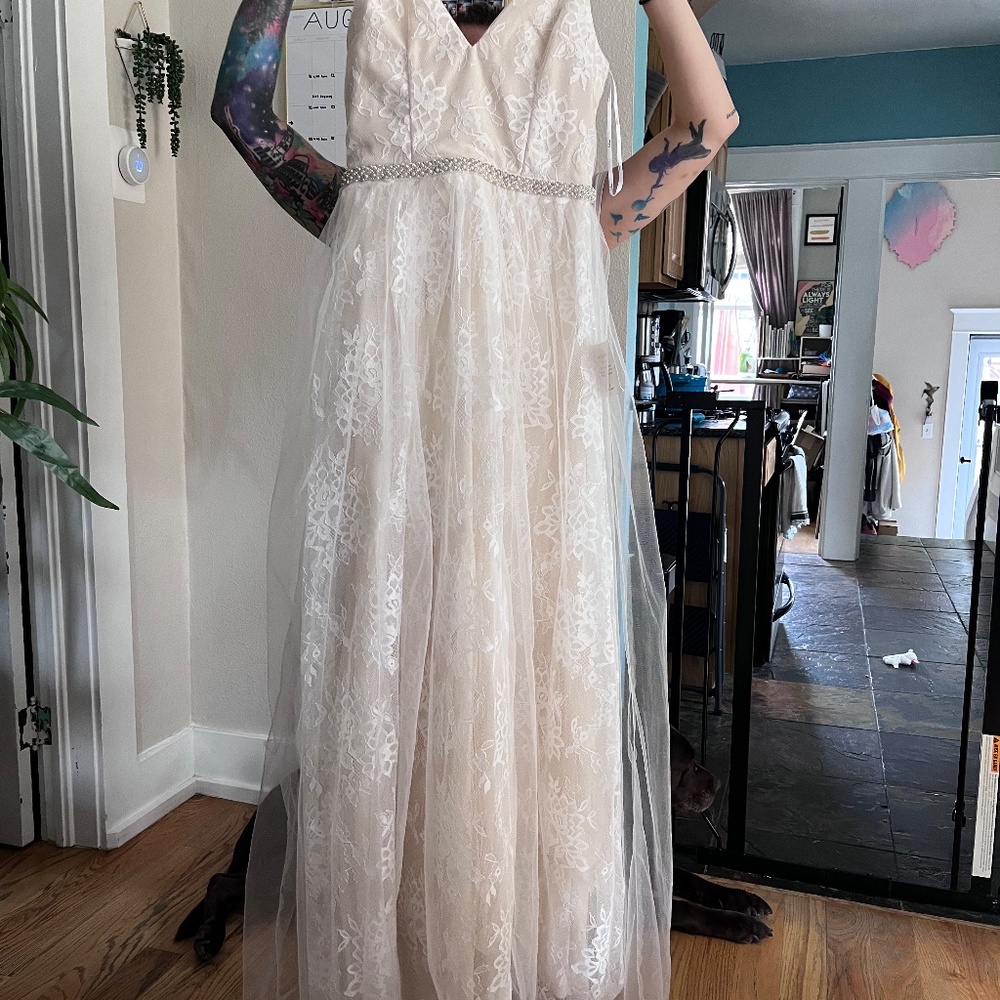 Lulu's Sweet Love Ivory Lace Beaded Maxi Dress - NWT - Small